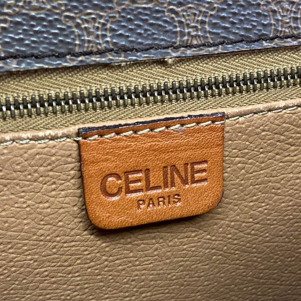 Celine Macadam Shoulder Bag Dark Brown PVC Leather - Picture 8 of 12